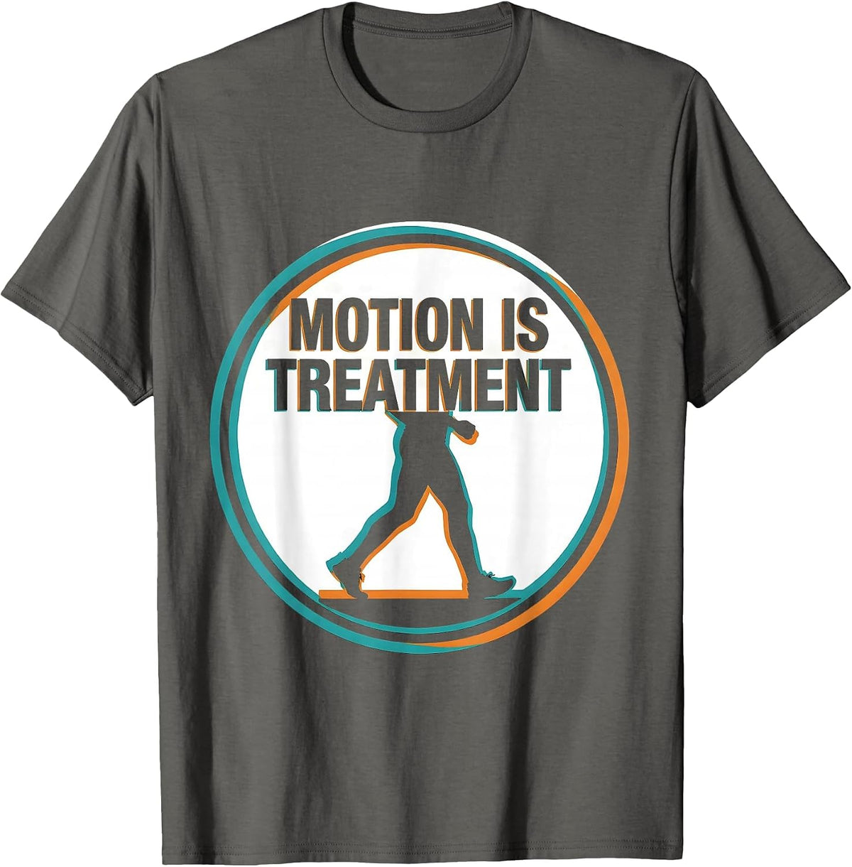 Motion Is Treatment Screenprint Poster Physical Therapy T-Shirt - Asphalt Grey
