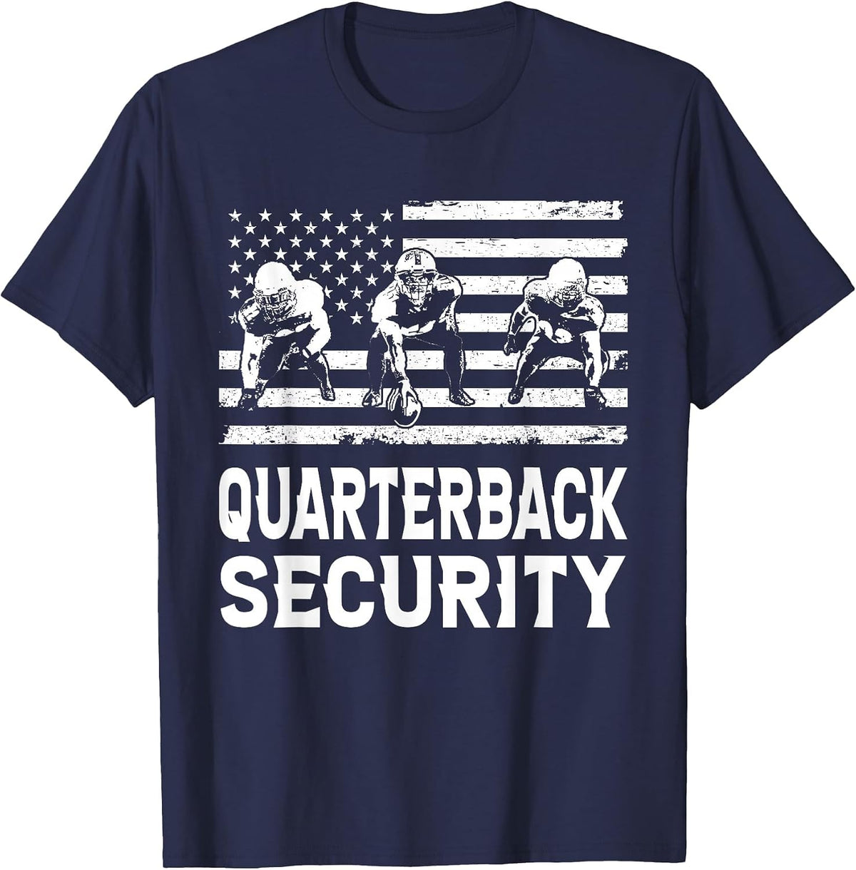 Quarterback Security Lineman Football T-Shirt - Navy Blue
