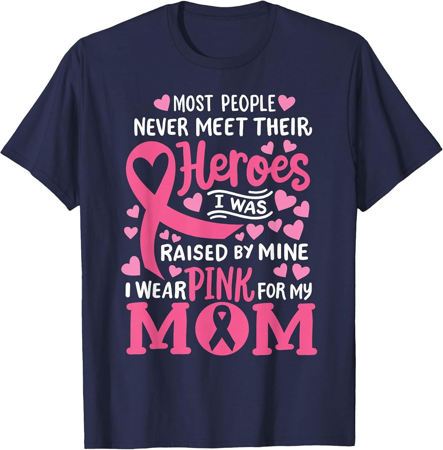 Breast Cancer Awareness Wear Pink for My Mother Support Children T-Shirt - Navy Blue