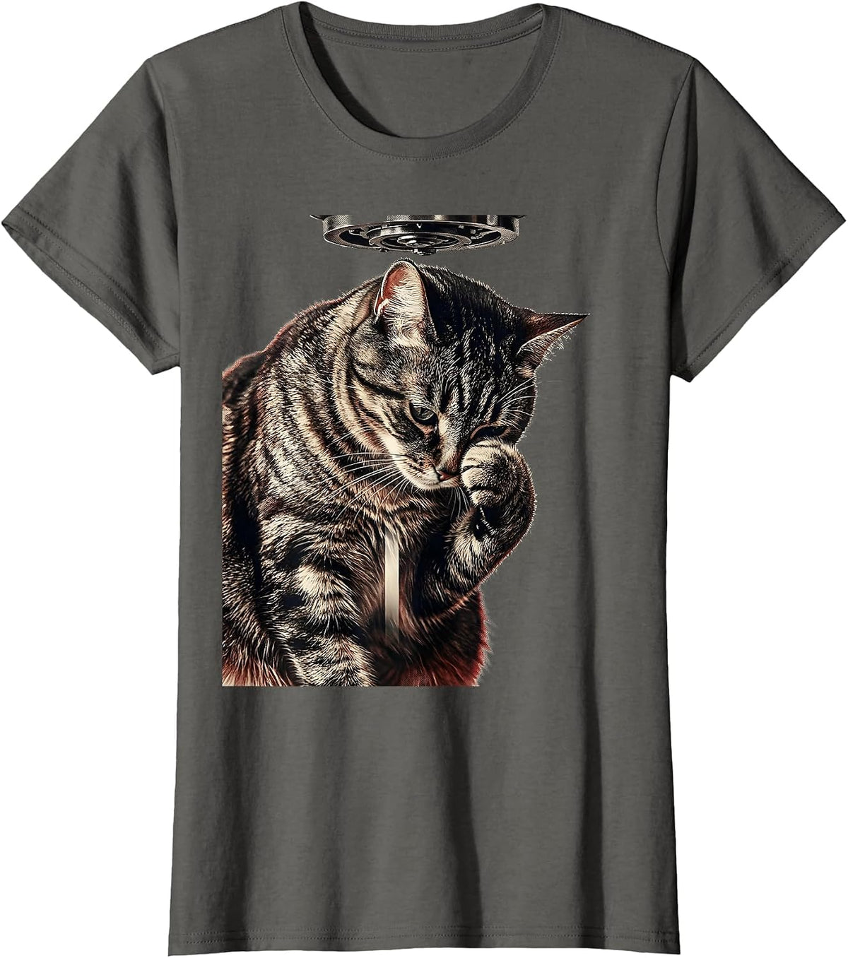Women's Alien UFO Cat Meme Funny Cat Gift For Cat Owners T-Shirt - Asphalt Grey
