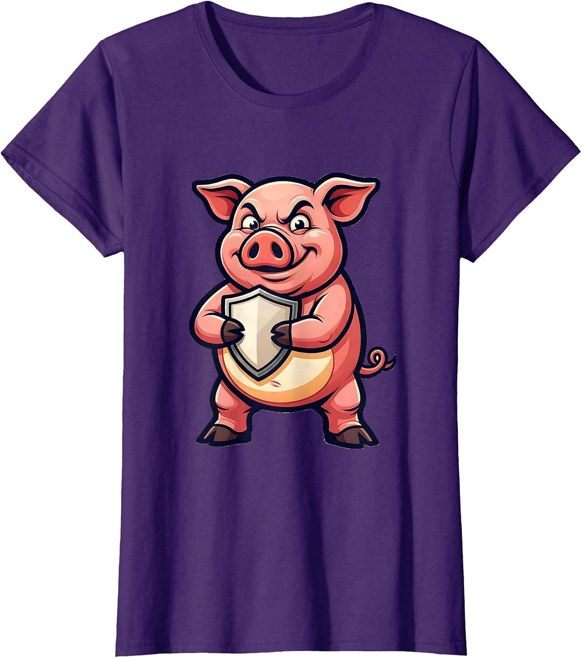 Women's Proud Pig Mascot Funny Farm Animal Lover Novelty T-Shirt - Purple