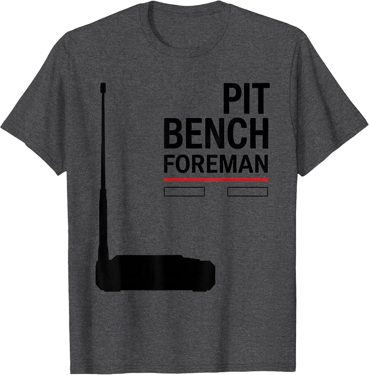 Pit Bench Foreman Swiss International RC Car Racing T-Shirt - Dark Heather Grey