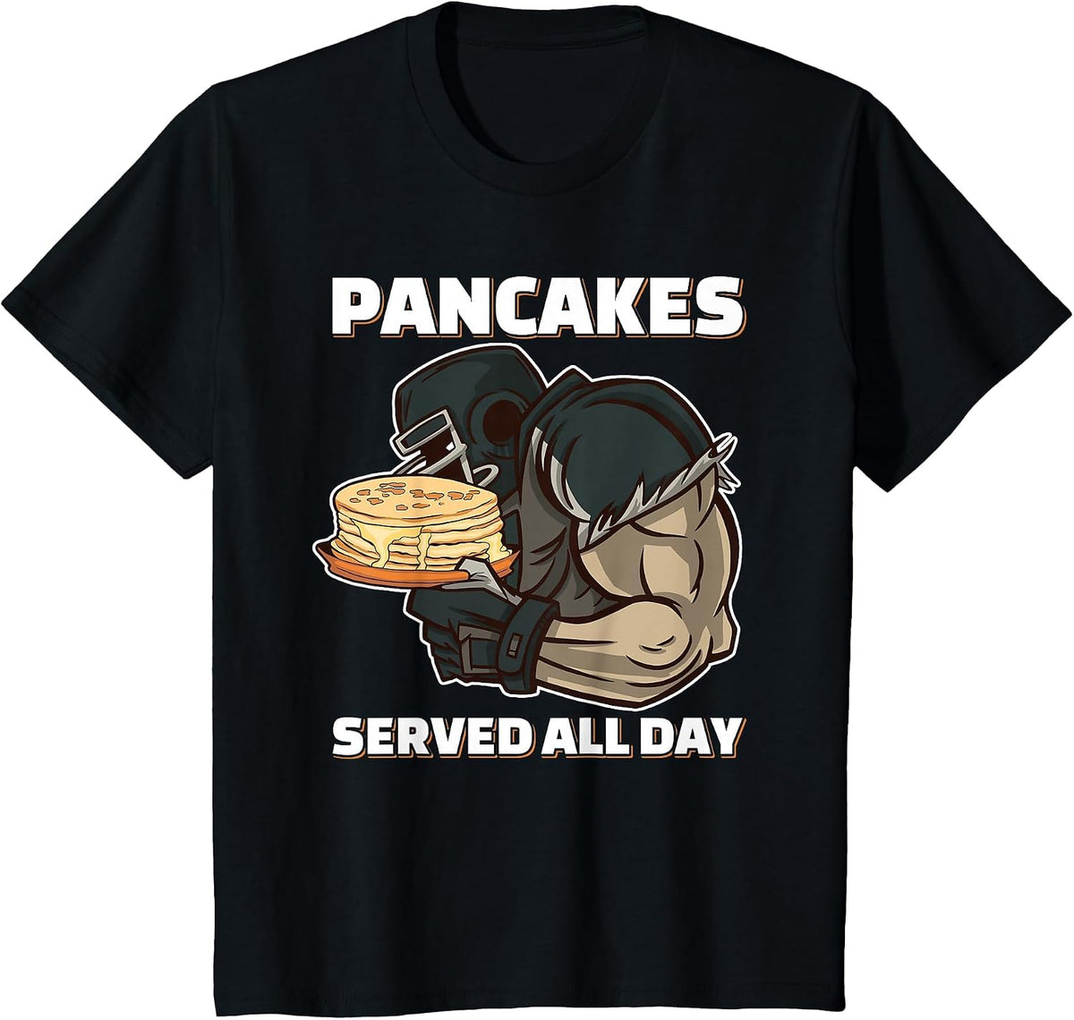 Pancakes Served All Day Football Offensive Lineman Pancake T-Shirt - Black