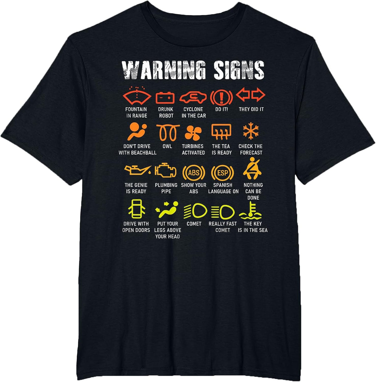 Car Warning Signs Mechanic Funny Tee Repair Guy Joke T-Shirt - Black