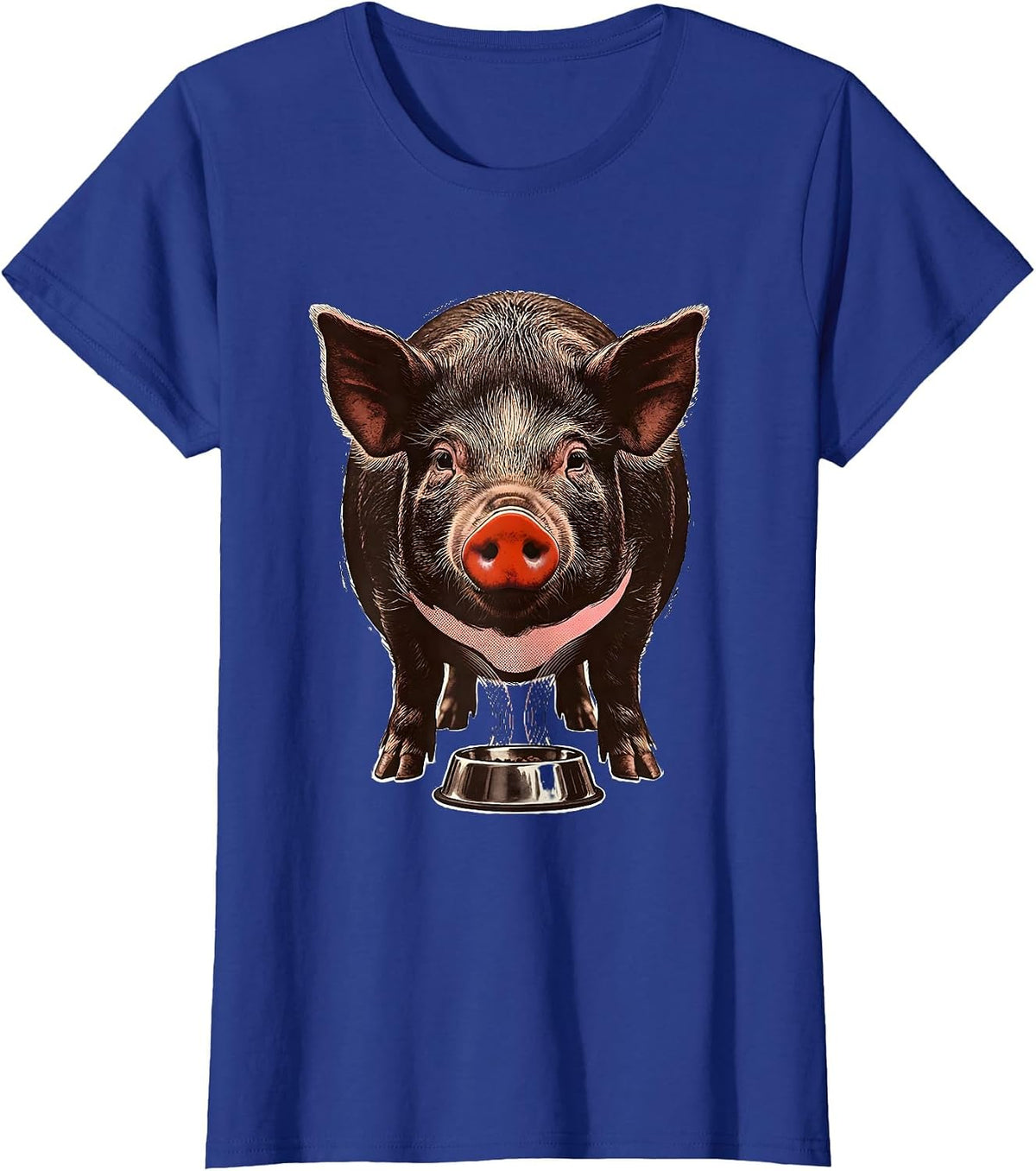 Women's Pet Pig Screenprint Poster Cavy Lover Gift T-Shirt - Royal Blue