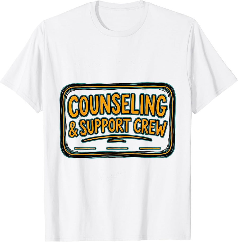 Men's Counseling & Support Crew Funny School Counselor Mental T-Shirt - White