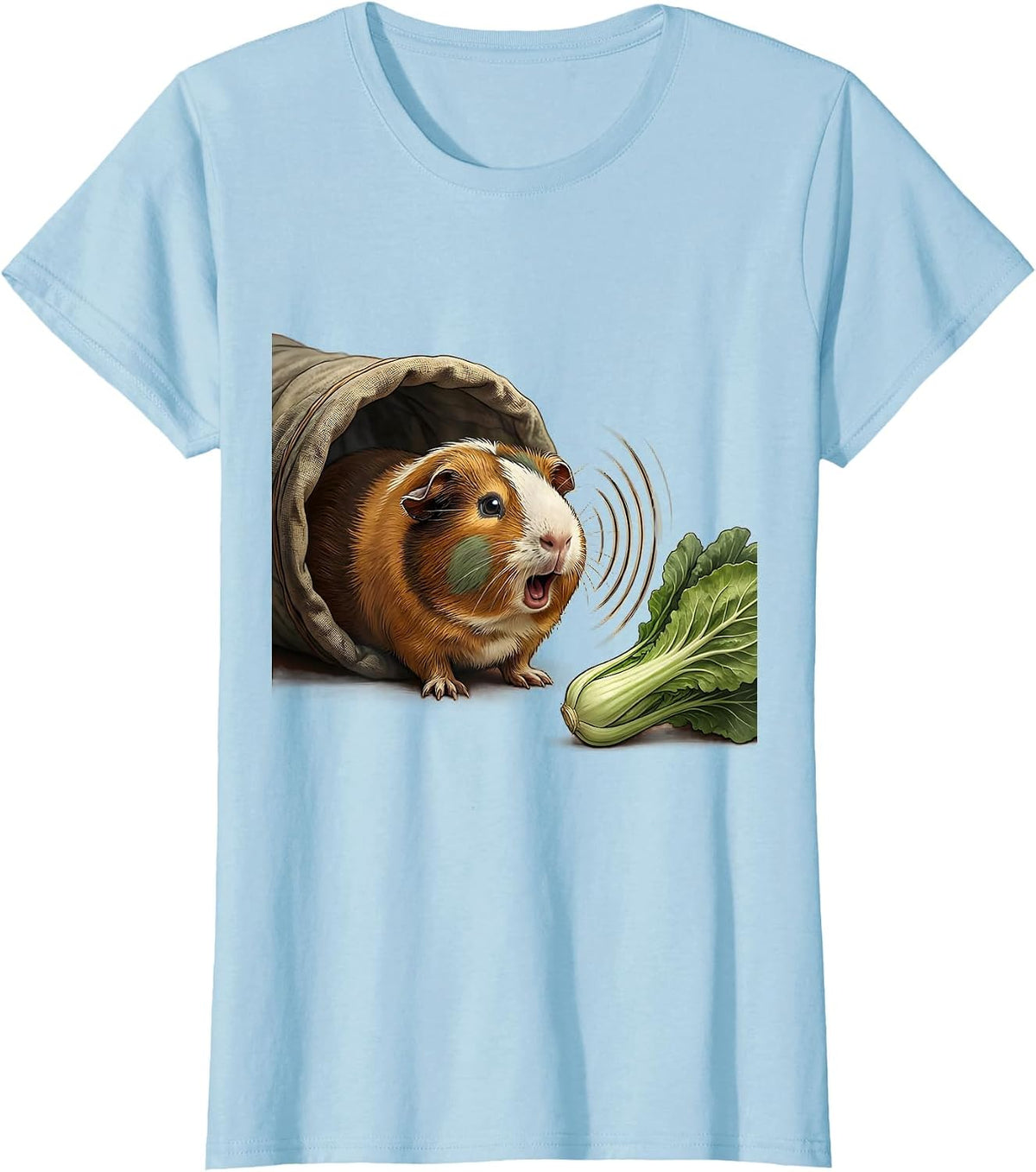 Tailless Guinea Pig Eating Leaf Funny Pet Lover T-Shirt - Baby Blue