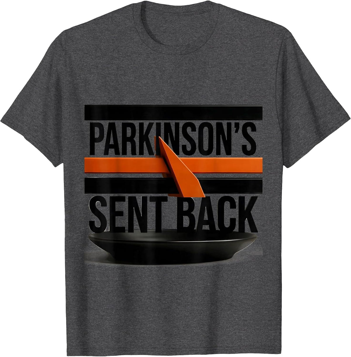 Parkinson's: Sent Back Brutalist Dark Humor Support Squad T-Shirt - Dark Heather Grey