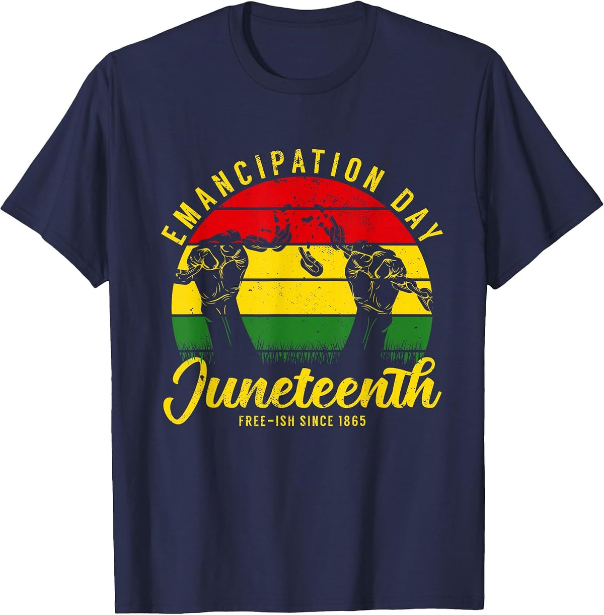 Juneteenth Emancipation Tag Vintage Cool Melanin Black S T-Shirt - Navy Blue