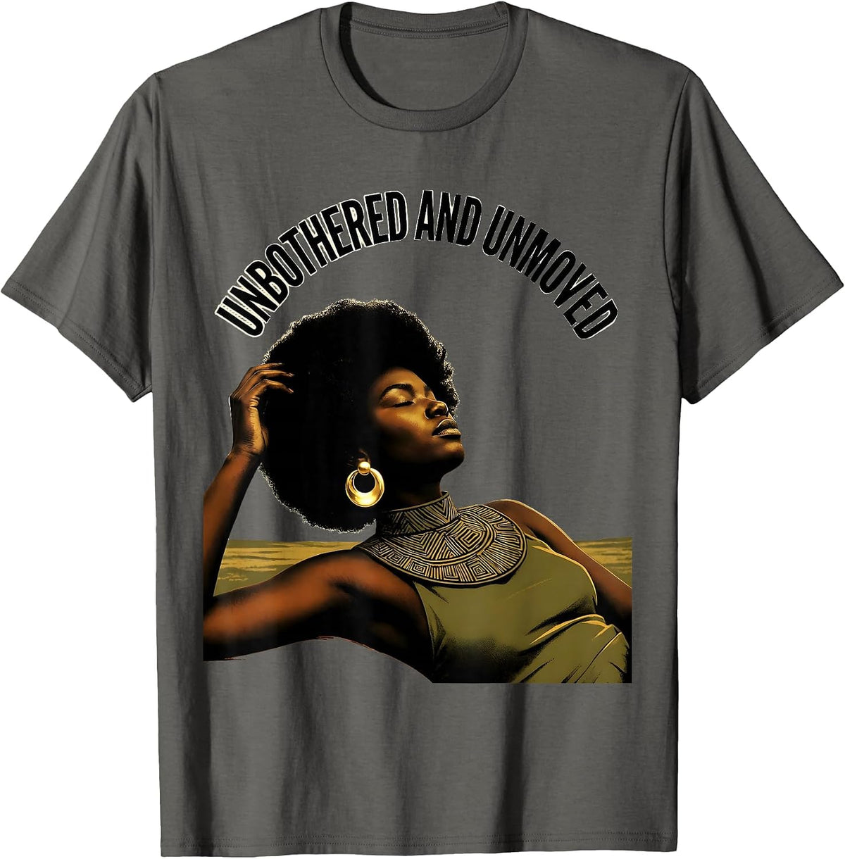 Men's Unbothered And Unmoved Empowering Afro Pride Casual Wear T-Shirt - Asphalt Grey