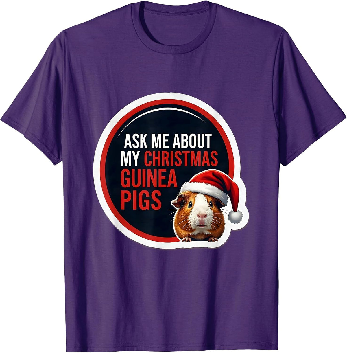Men's Ask Me About My Christmas Guinea Pigs Funny Animal Lover T-Shirt - Purple