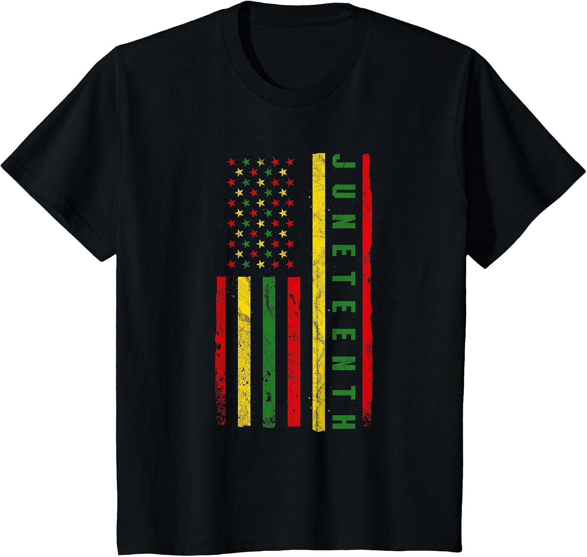 Juneteenth American Flag Emancipation Melanin Black T-Shirt - Black