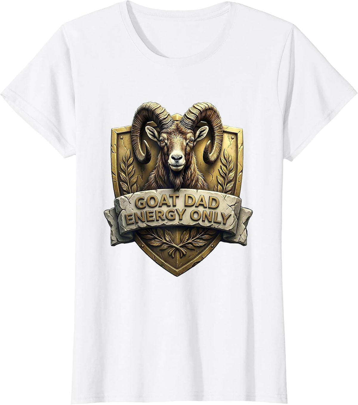Goat Dad Energy Only Funny Goat Father Design T-Shirt - White