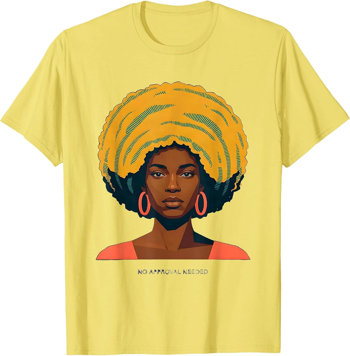Men's No Approval Needed Empowering Black Women Afro Pride T-Shirt - Lemon Yellow