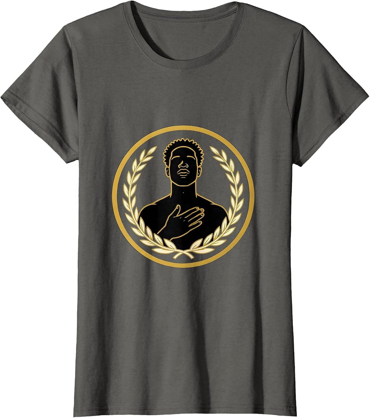 Women's Black Identity Pride Emblem Self Love Statement T-Shirt - Asphalt Grey