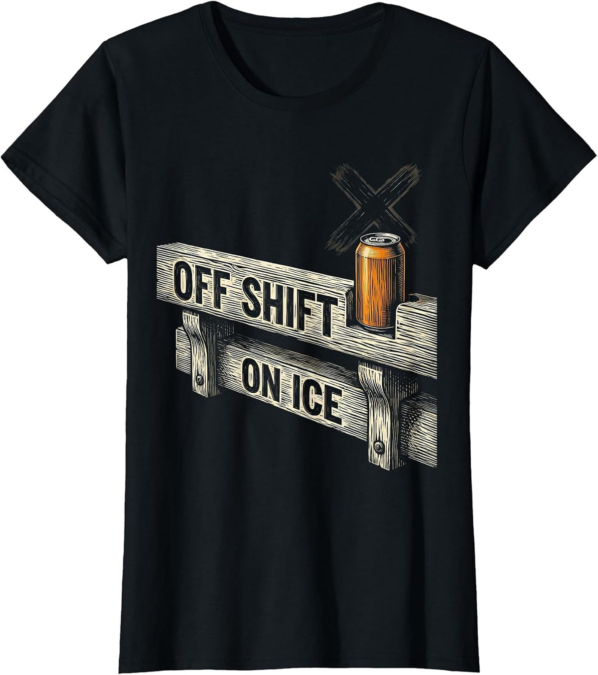 Off Shift On Ice Funny Beer Lover Labor Day Cookout Humor T-Shirt - Black