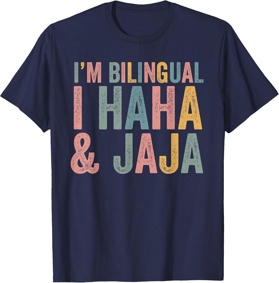 Hispanic Heritage Month Spanish Teacher Bilingual Haha Jaja T-Shirt - Navy Blue