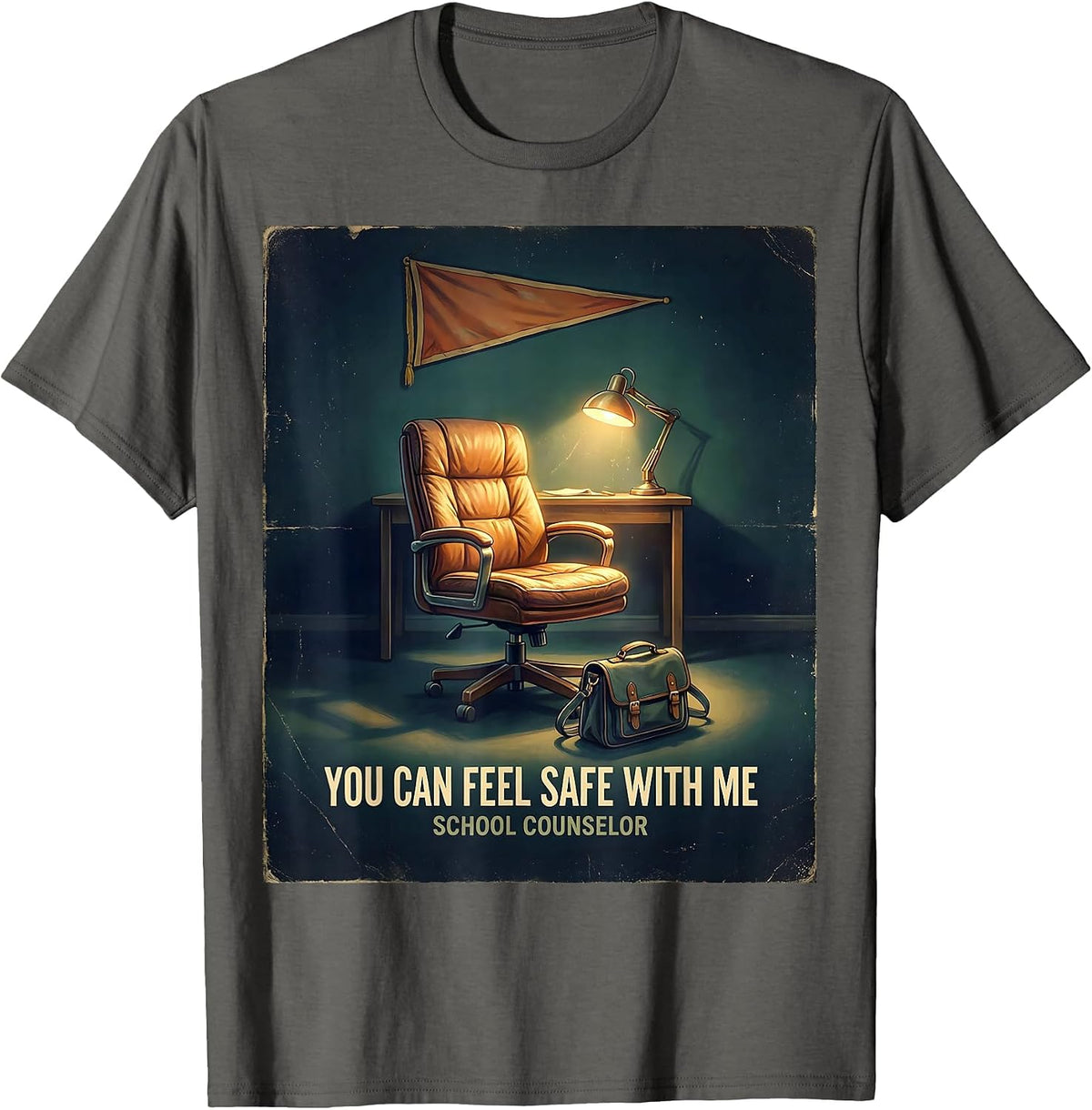 Men's You Can Feel Safe With Me — School Counselor Appreciation T-Shirt - Asphalt Grey