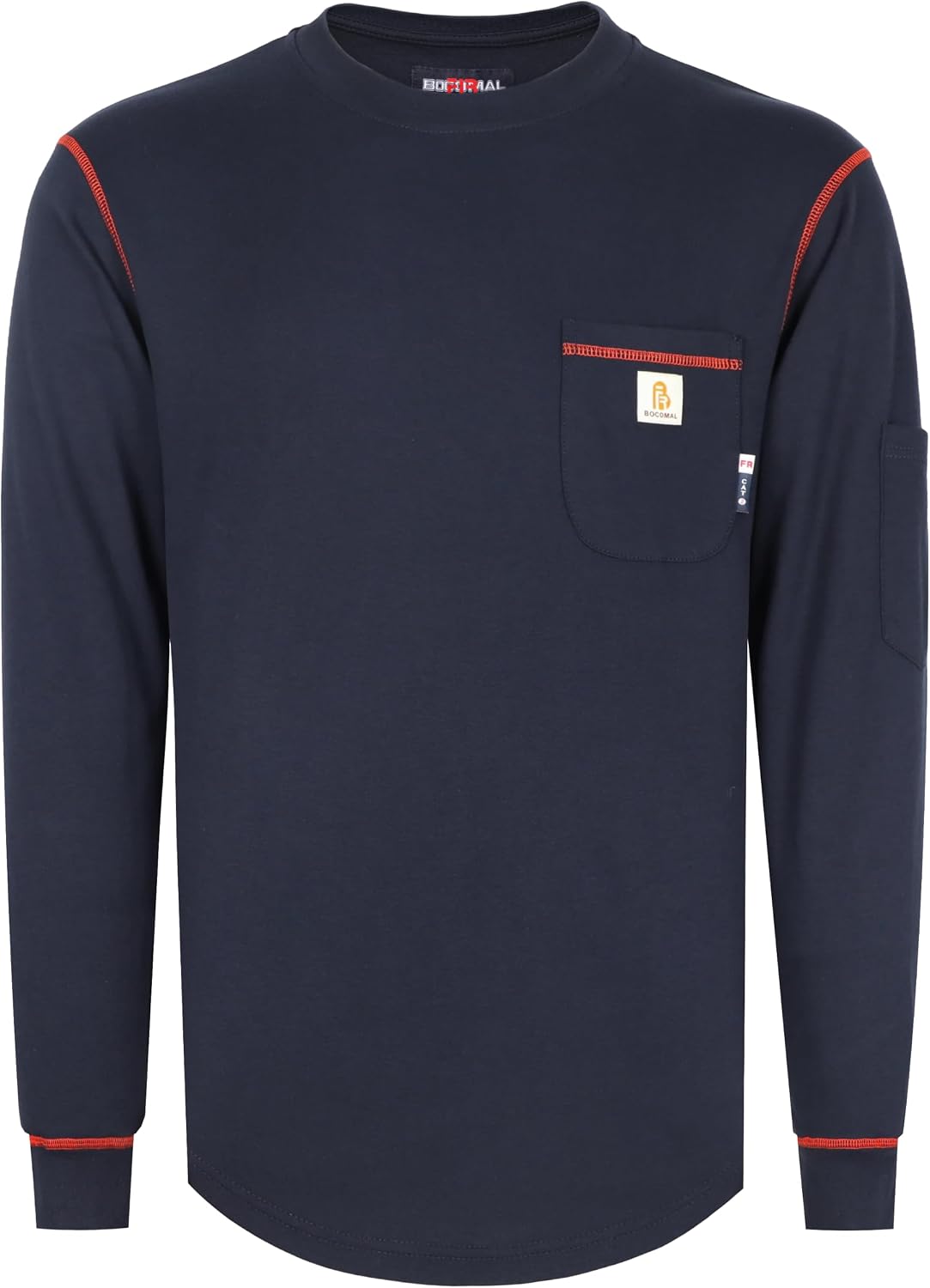 BOCOMAL FR Shirts for Men Lightweight Crew Flame Resistant Long Sleeve CAT2 - Navy