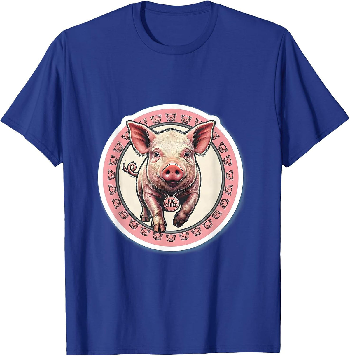 Men's Pig Chief Funny Pig Lover Halloween Costume Humor T-Shirt - Royal Blue