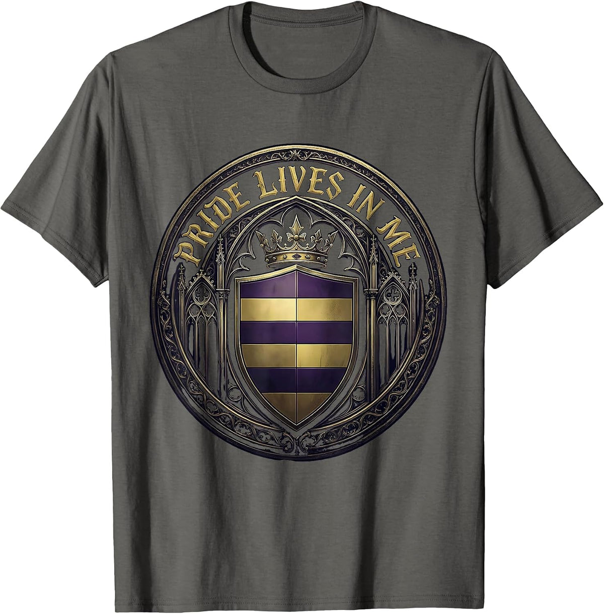 Pride Lives In Me Rainbow Pride Flag Design T-Shirt - Asphalt Grey