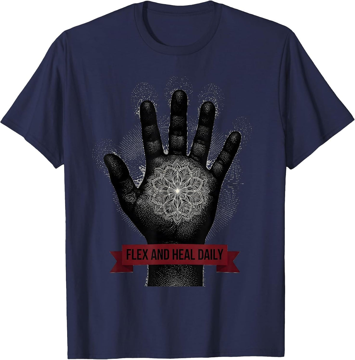 Flex and Heal Daily Physical Therapy Design T-Shirt - Navy Blue