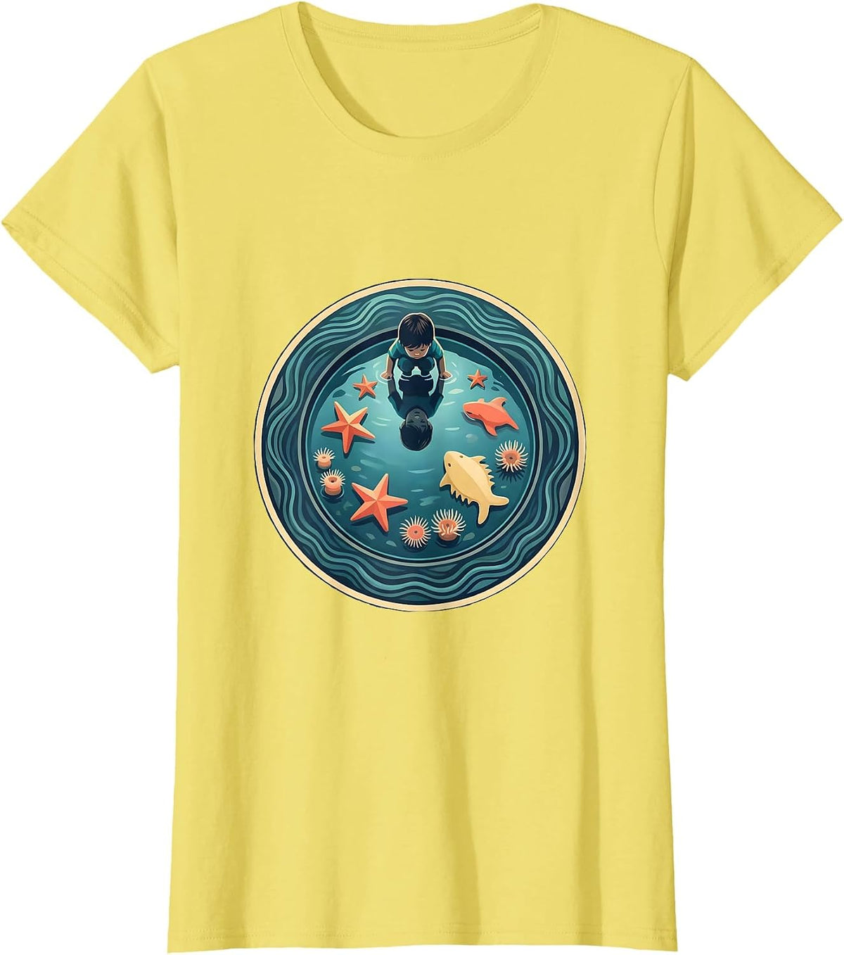 Women's Autism Awareness Tide Pool Discovery Graphic T-Shirt - Lemon Yellow