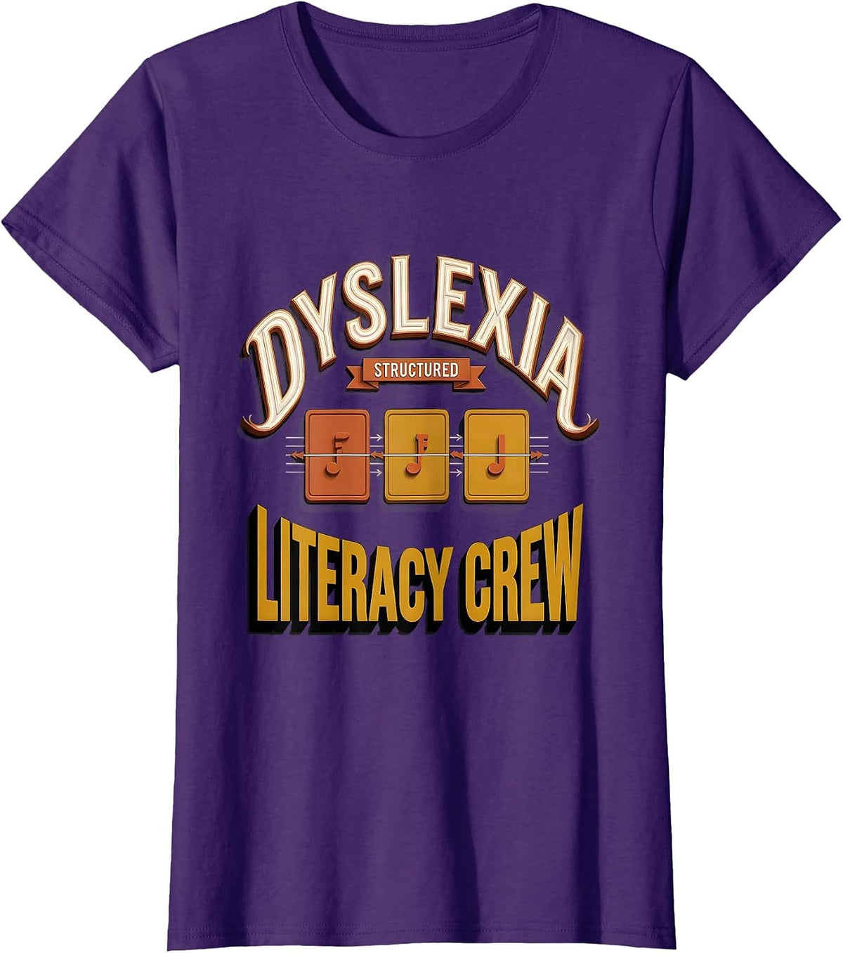 Women's Dyslexia Structured Literacy Crew Sign Painter Teacher T-Shirt - Purple