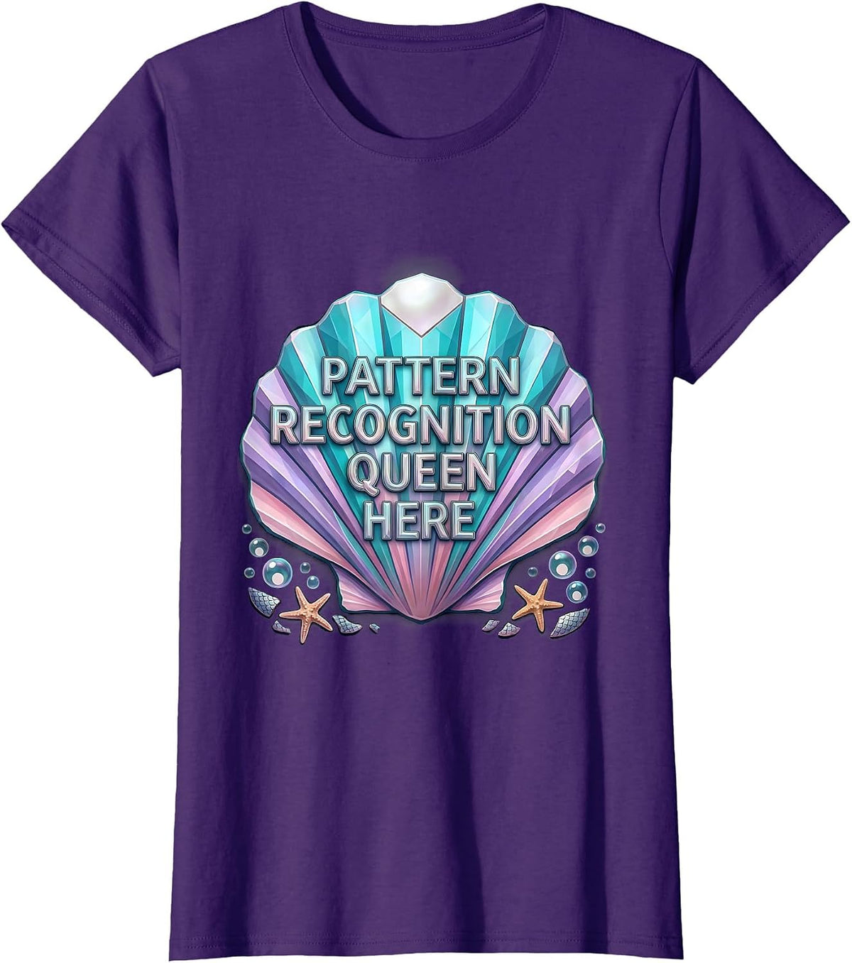 Women's Pattern Recognition Queen Autism Awareness Design T-Shirt - Purple