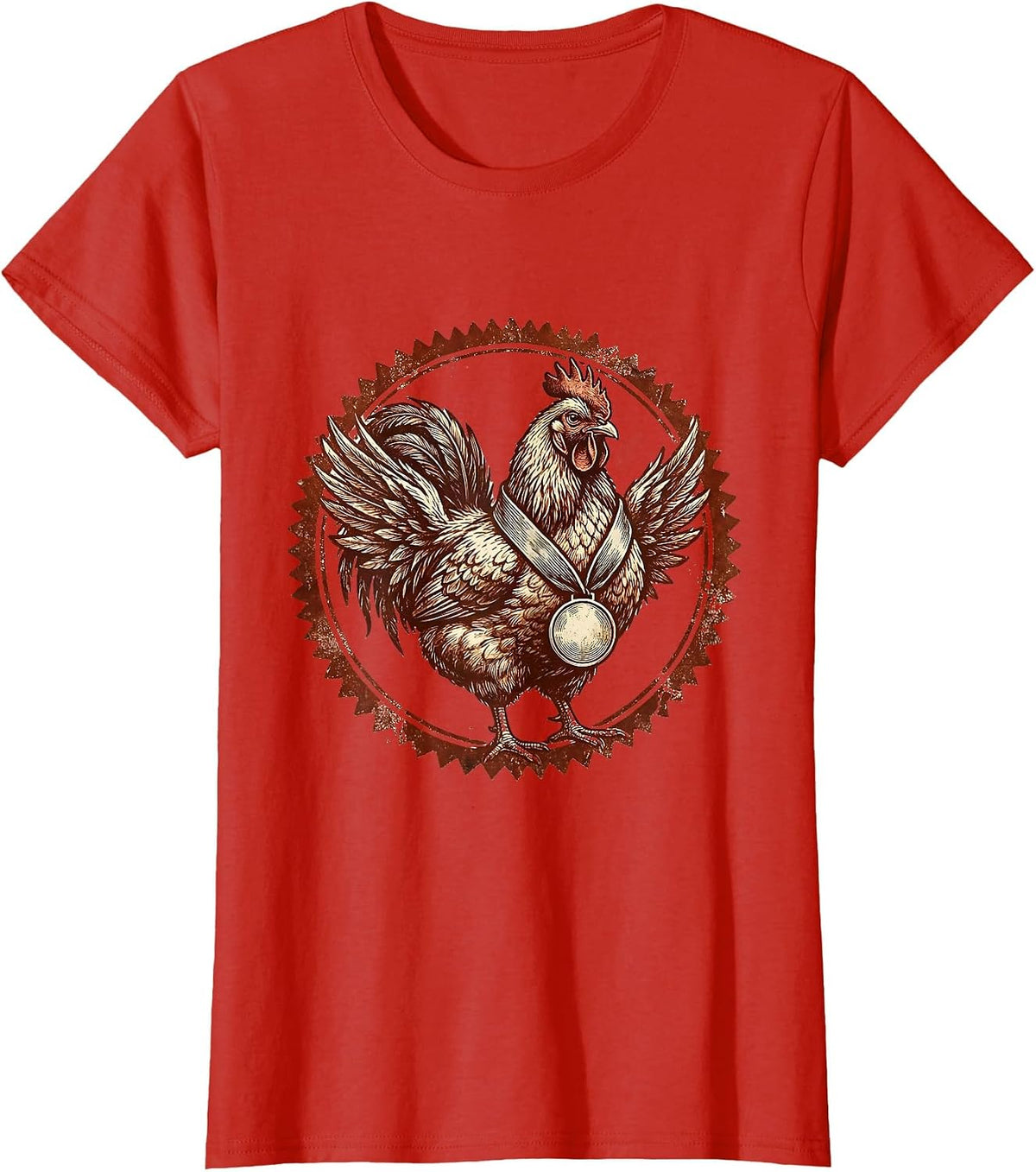 Champion Hen Gold Medal Winner Graphic T-Shirt - Red