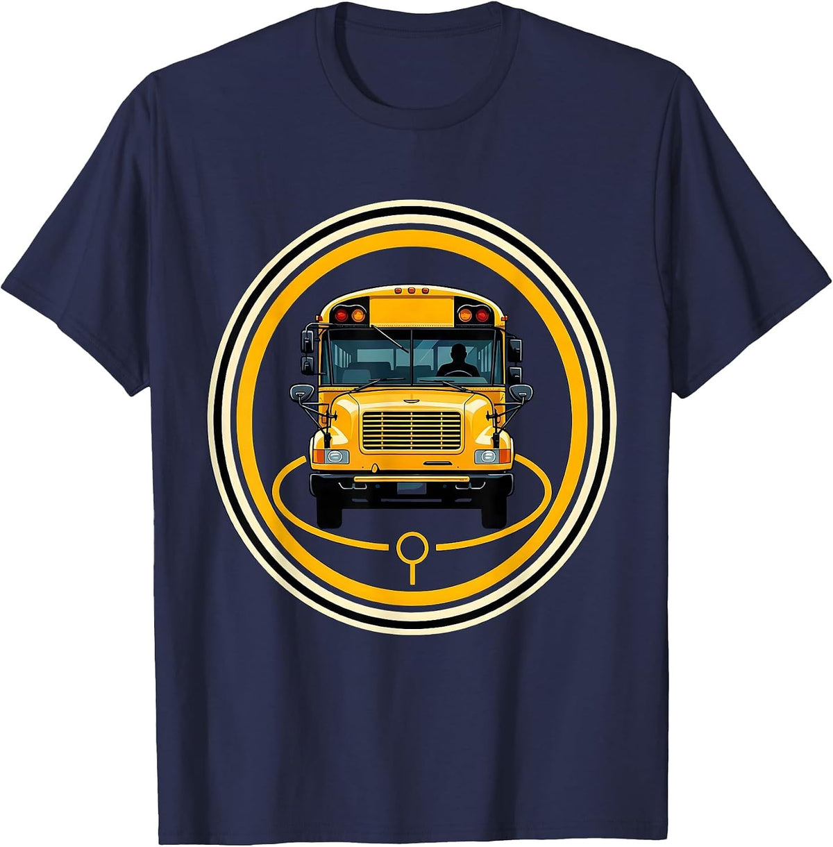 School Bus Driver Emblem Novelty Costume T-Shirt - Navy Blue