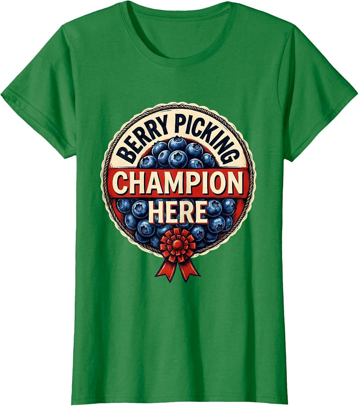 Red White and Blueberries Berry Picking Champion T-Shirt - Kelly Green