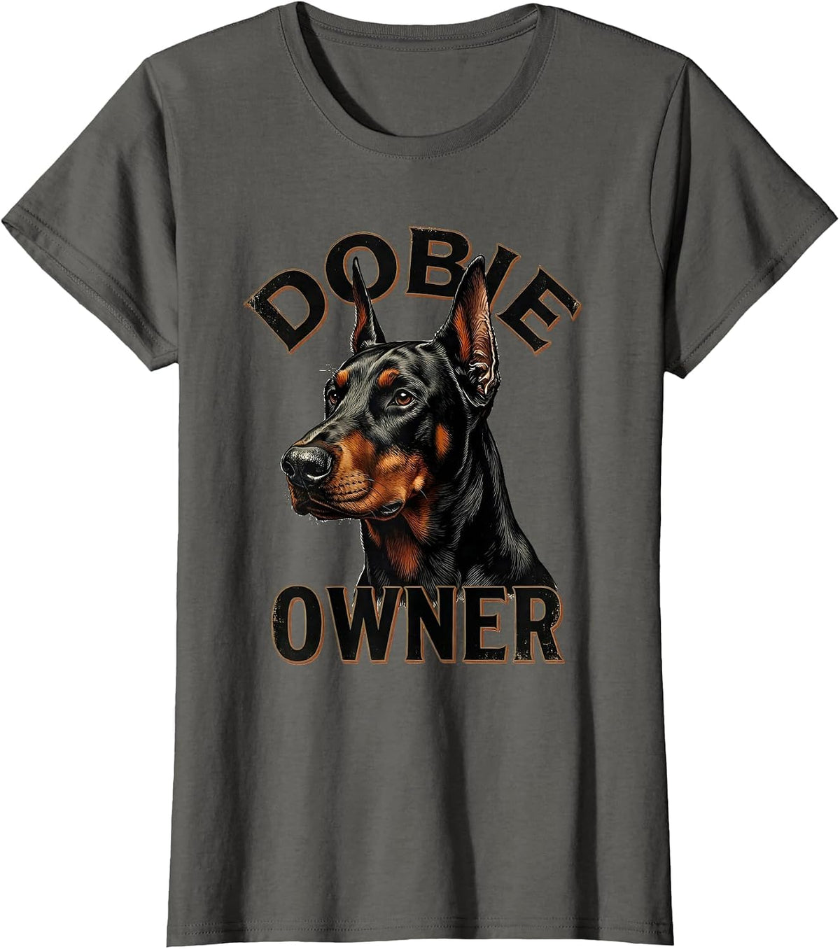 Women's Dobie Owner Vintage Doberman Pinscher Dog Lover Gift T-Shirt - Asphalt Grey
