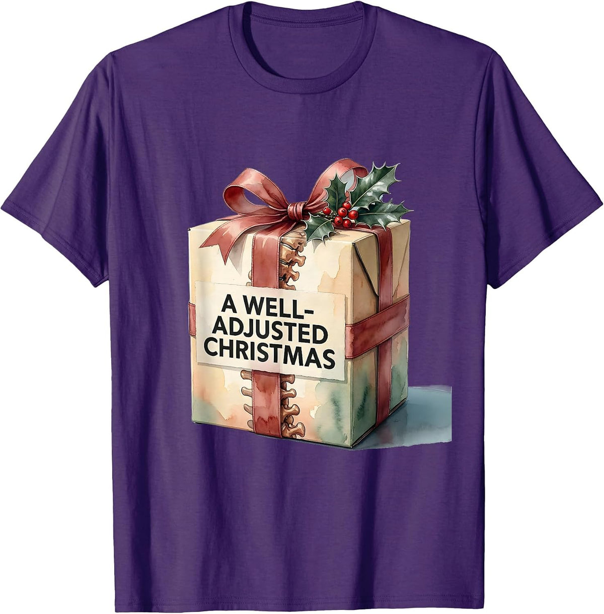 Men's A Well-Adjusted Christmas Funny Chiropractor Humor Gift T-Shirt - Purple