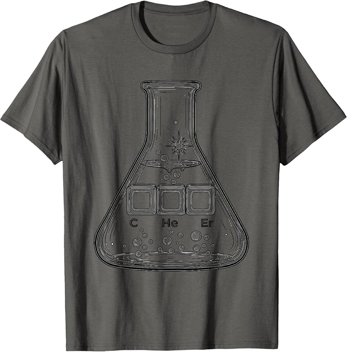 C He Er Line Art Chemistry Humor Science Nerd Gift T-Shirt - Asphalt Grey