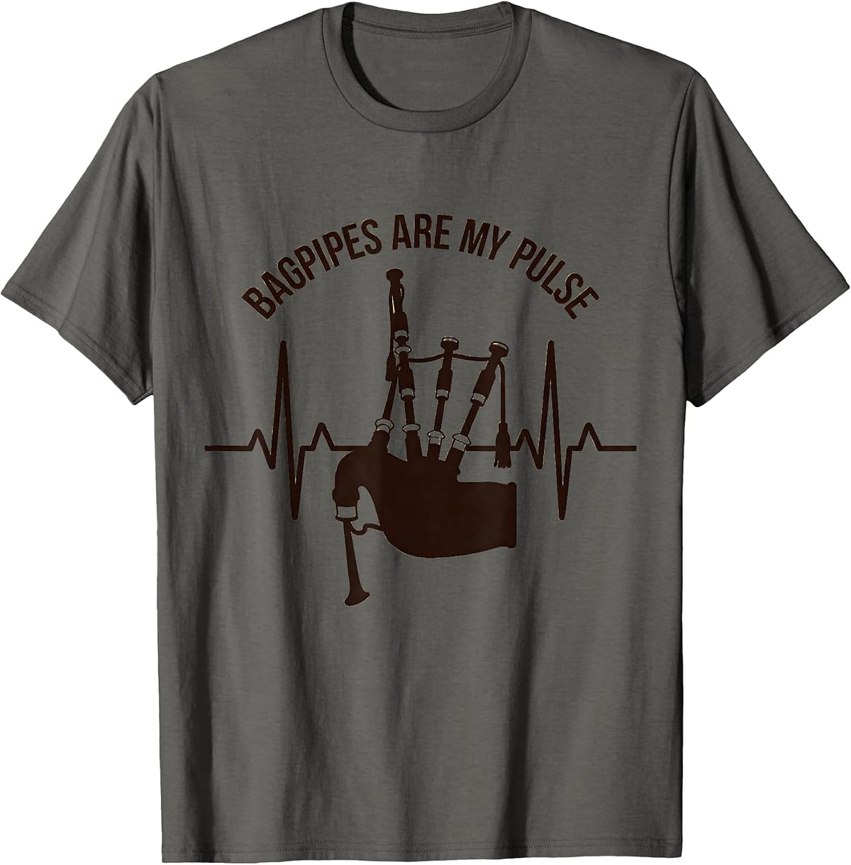 Bagpipes Are My Pulse Illustration Bagpipe Player Hobbyist T-Shirt - Asphalt Grey
