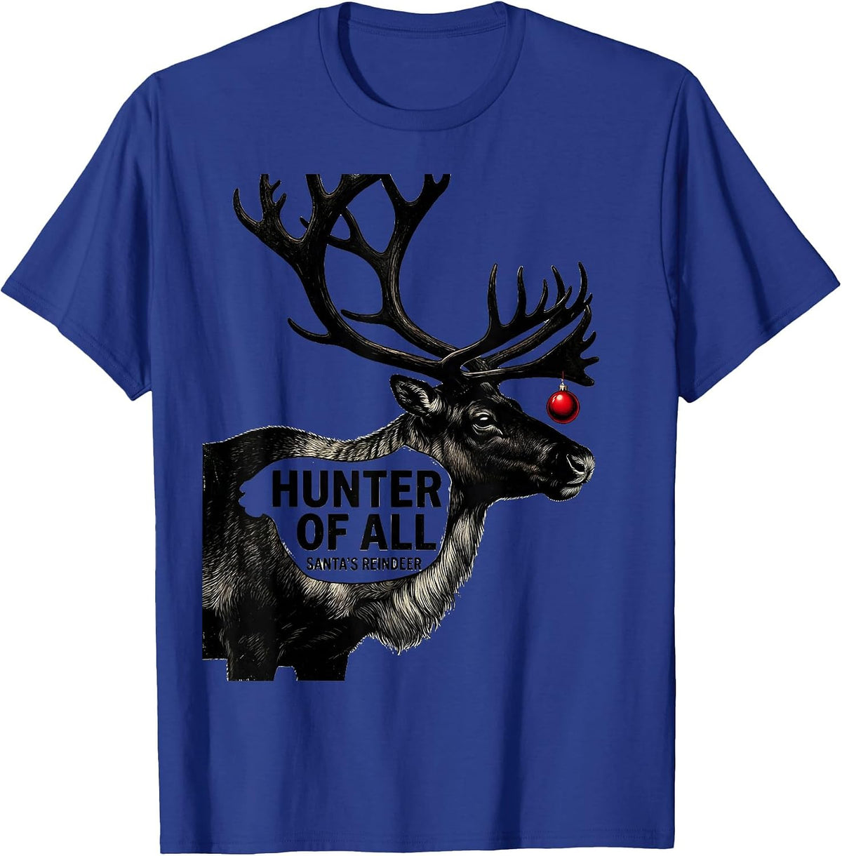 Men's Hunter Of All Santa's Reindeer Funny Retro Christmas Deer T-Shirt - Royal Blue