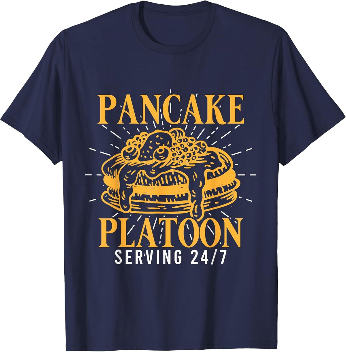 Pancake Platoon Football Lineman T-Shirt - Navy Blue