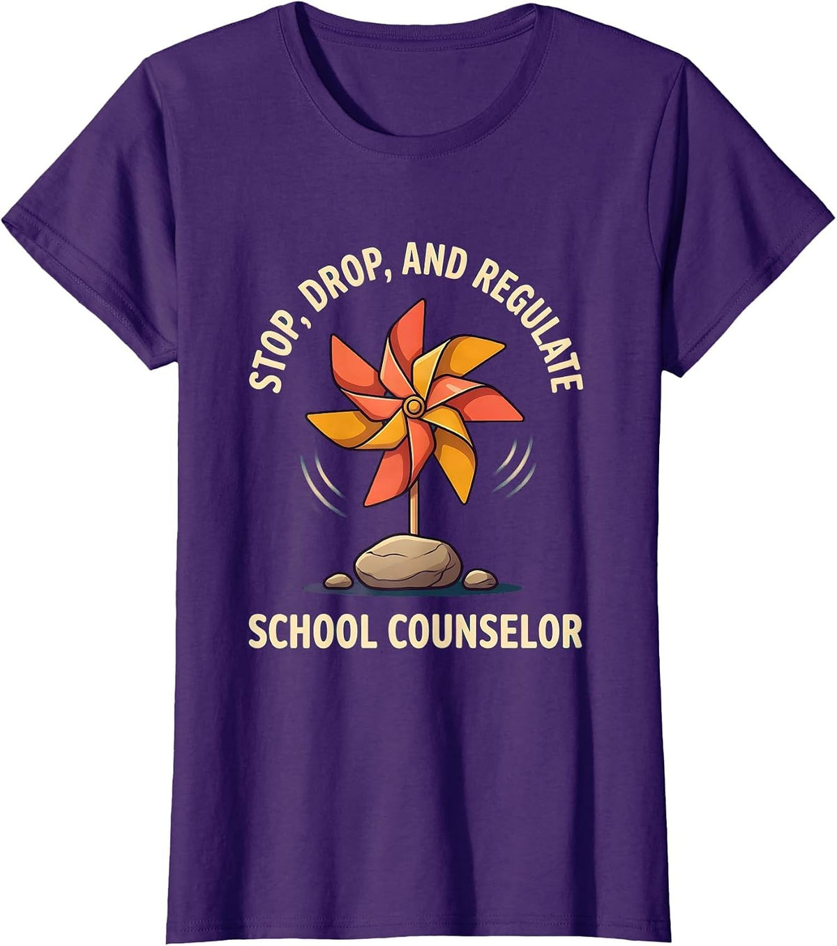 Women's Stop Drop And Regulate School Counselor T-Shirt - Purple