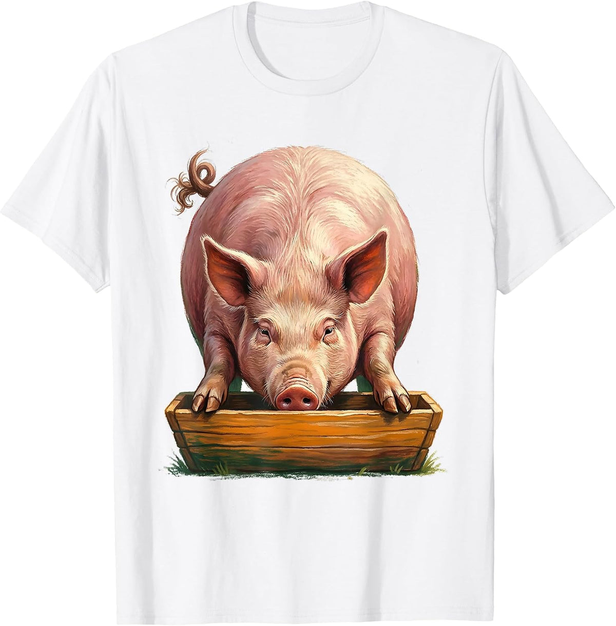 Content Pig Storybook Farm Animal Lover Humor T-Shirt - White