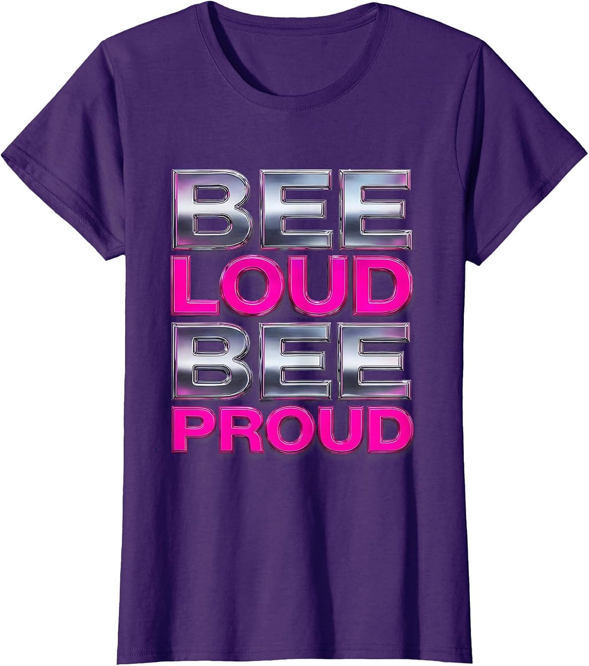Bee Loud Bee Proud Bumblebee Design T-Shirt - Purple