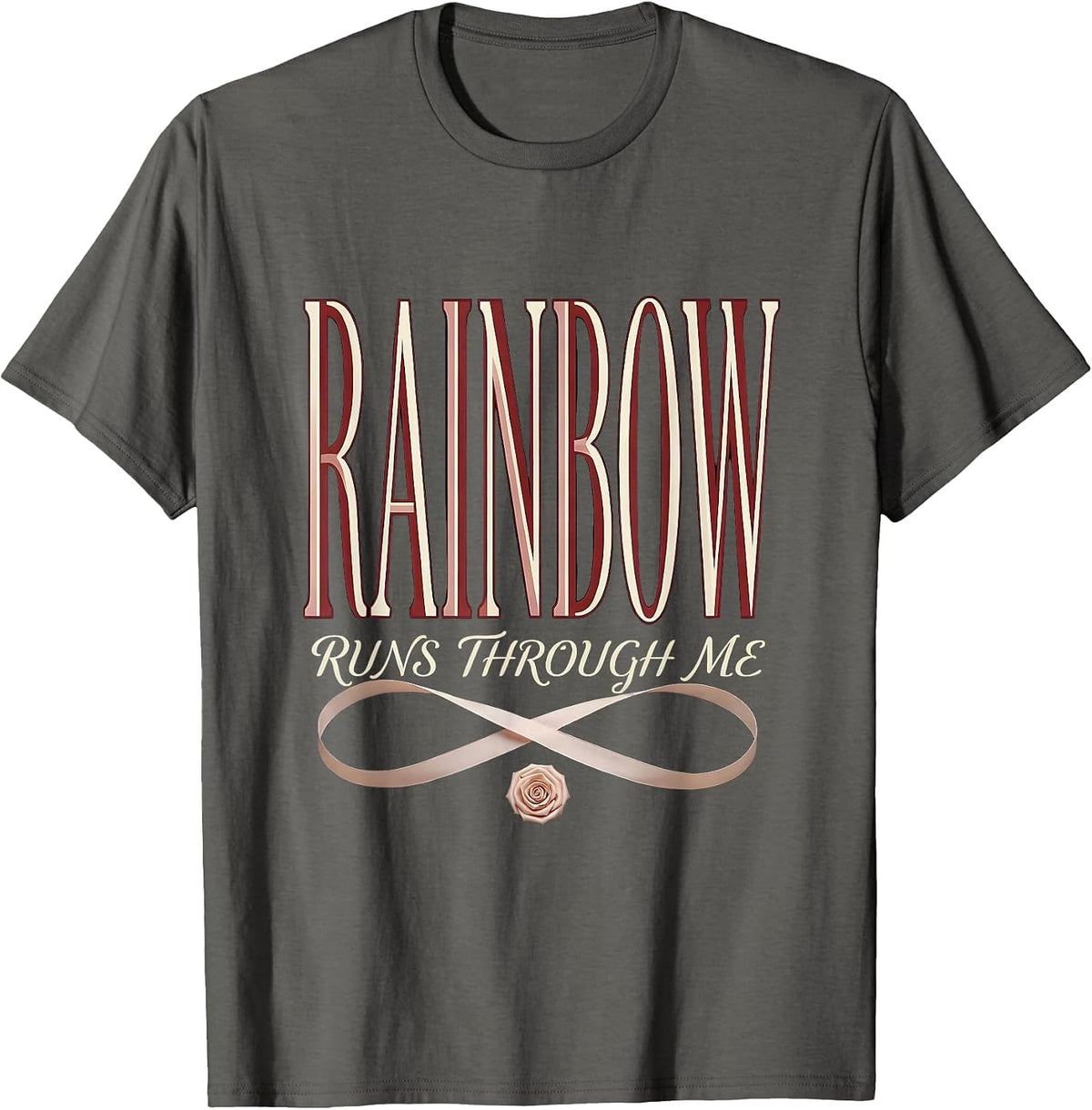 Men's Rainbow Runs Through Me Pride Graphic Design T-Shirt - Asphalt Grey