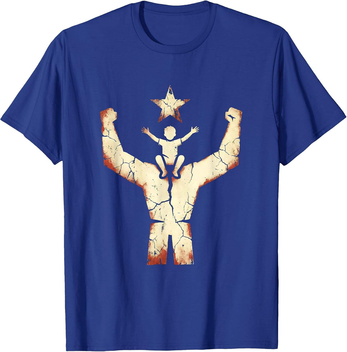 Men's God Family Country Father and Child Lifting Design T-Shirt - Royal Blue