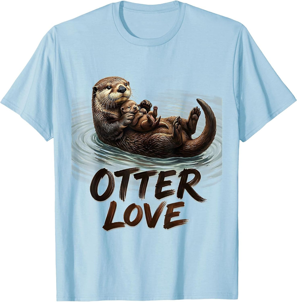 Men's Otter Floating Calm Sea Animal Lover Humor T-Shirt - Baby Blue