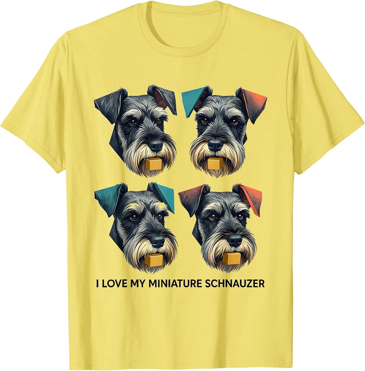 Men's I Love My Miniature Schnauzer Funny Schnauzer Lover Pet T-Shirt - Lemon Yellow