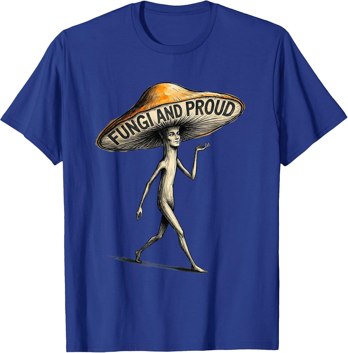 Fungi and Proud Mushroom Lover Design T-Shirt - Royal Blue