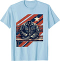 Men's Work Jacket Linocut Patriotic Labor Day Tribute T-Shirt - Baby Blue