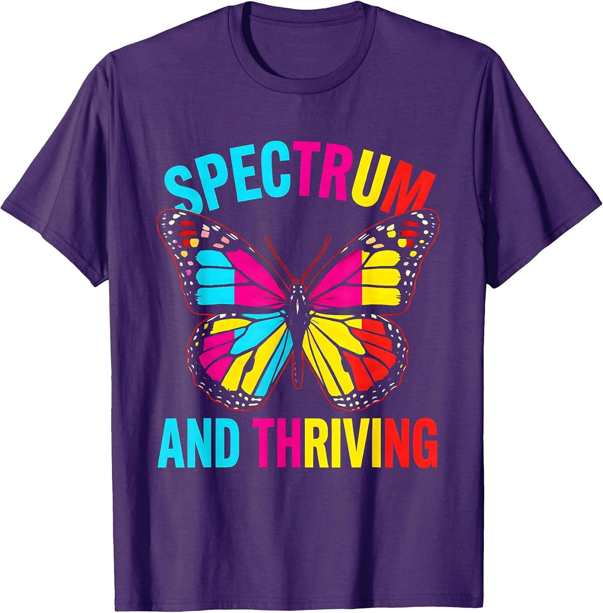 Spectrum and Thriving Autism Awareness Design T-Shirt - Purple