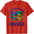 Men's Mardi Gras Shenanigans Run Wild Festive Carnival Party T-Shirt - Red