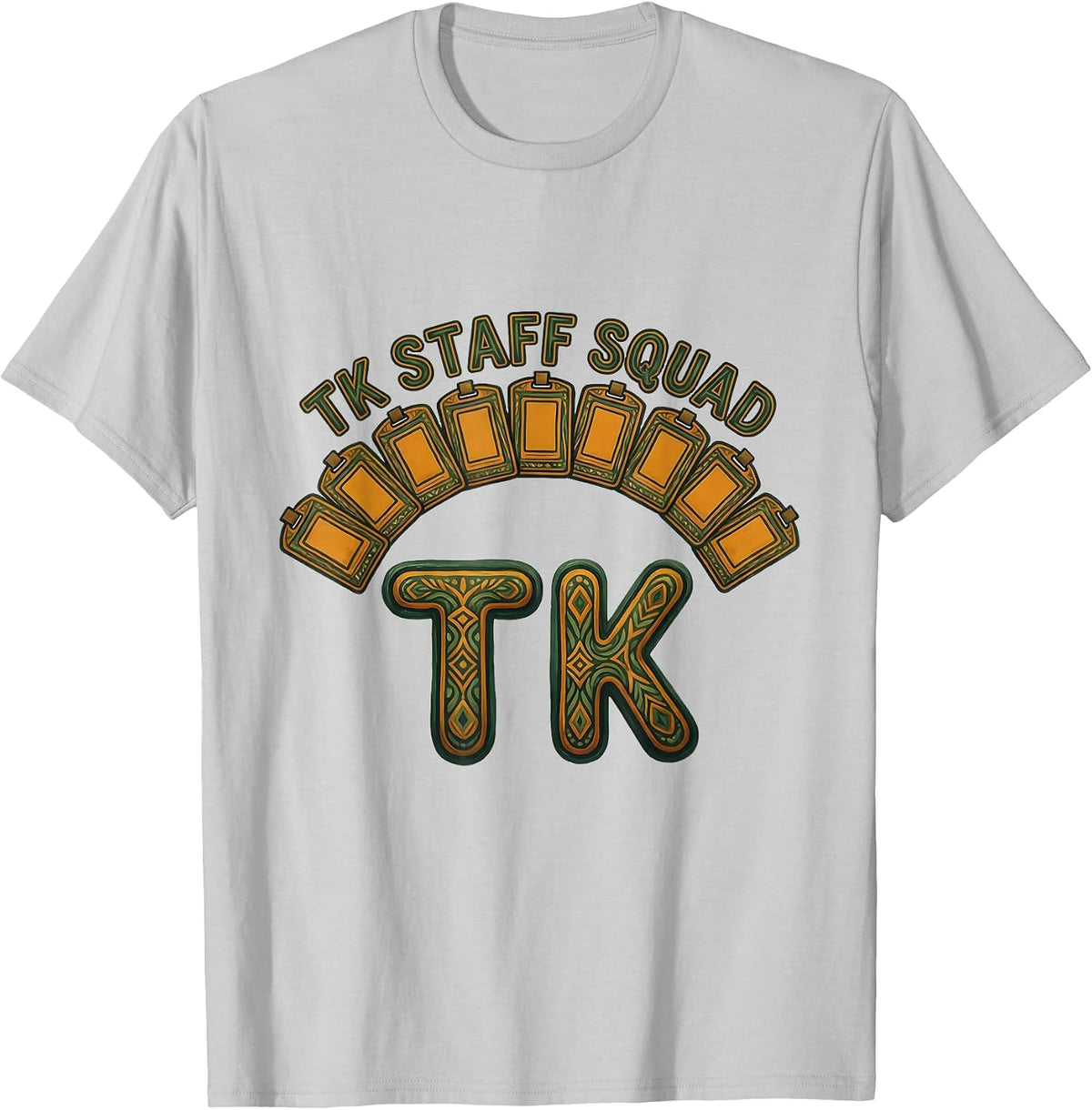 Men's TK Staff Squad Folk Art Transitional Kindergarten Teacher T-Shirt - Silver Grey